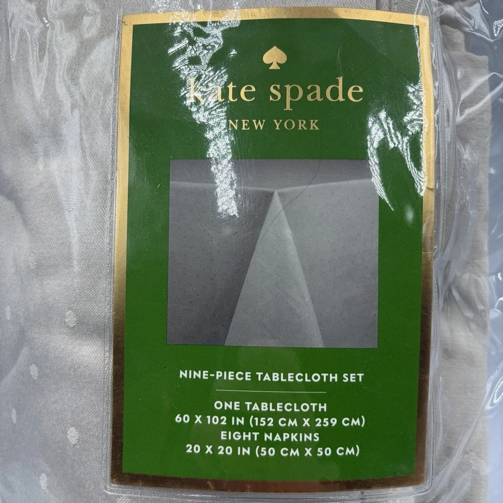 Kate Spade New York Larabee Dot 9 Pc Napkin Tablecloth Set Gray 60x102
